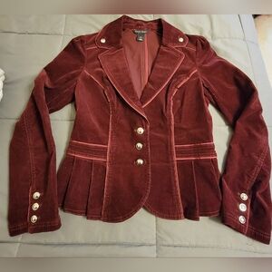 White House Black Market Burgundy Velvet Blazer